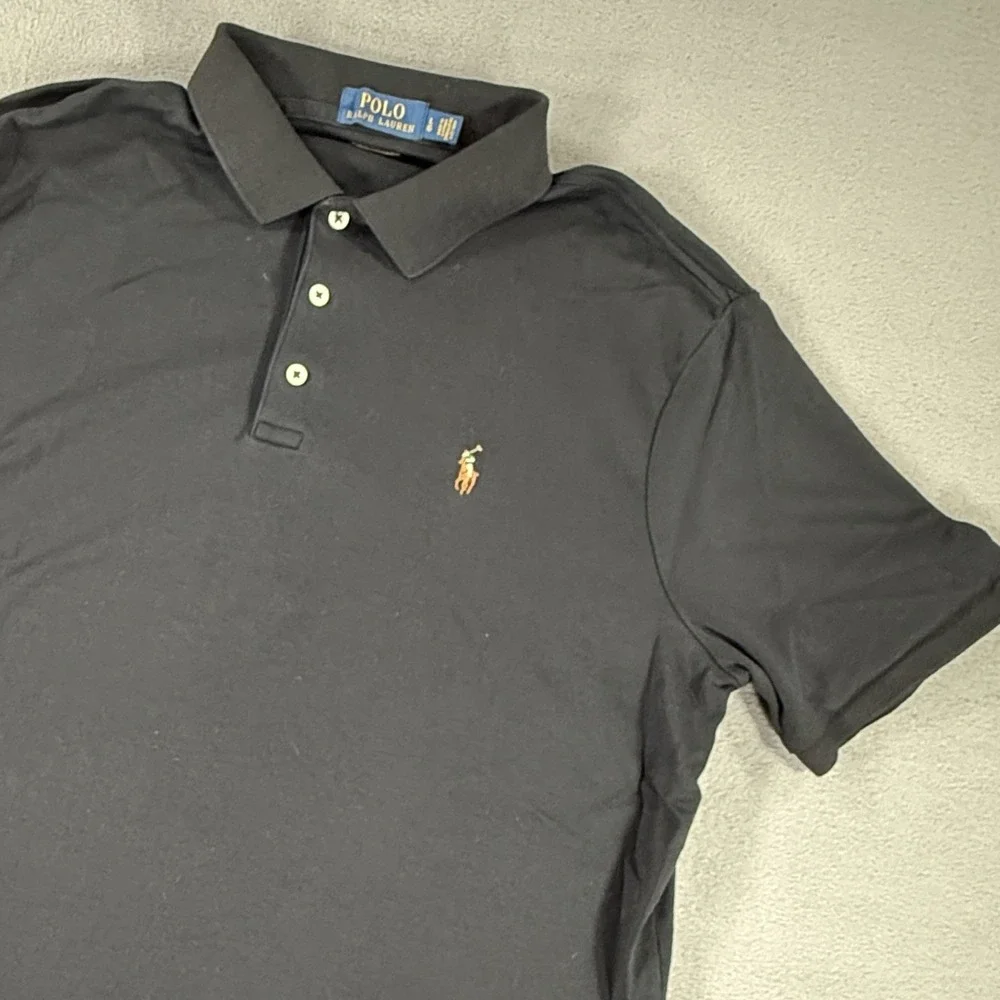Polo Ralph Lauren Golf Shirt Mens Large Black Classic Fit Tennis Short Sleeve